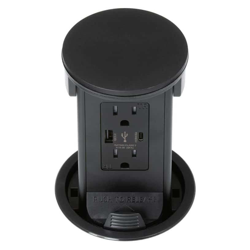 Round Kitchen Countertop Pop-Up (QI) – Black Resin Cover