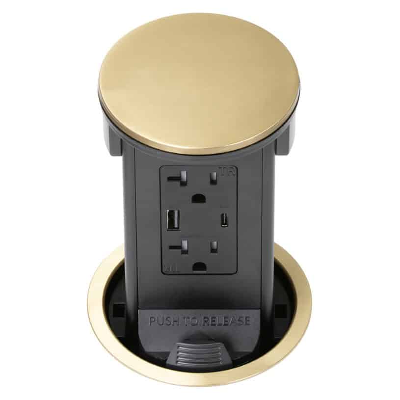 Round Kitchen Countertop Pop-Up – Brass Metal Cover