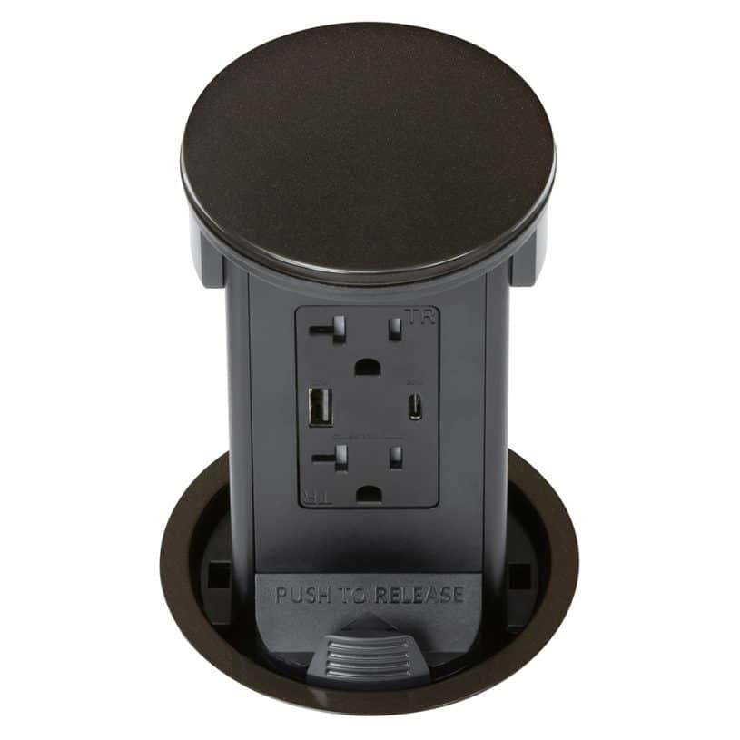 Round Kitchen Countertop Pop-Up – Dark Bronze Metal Cover