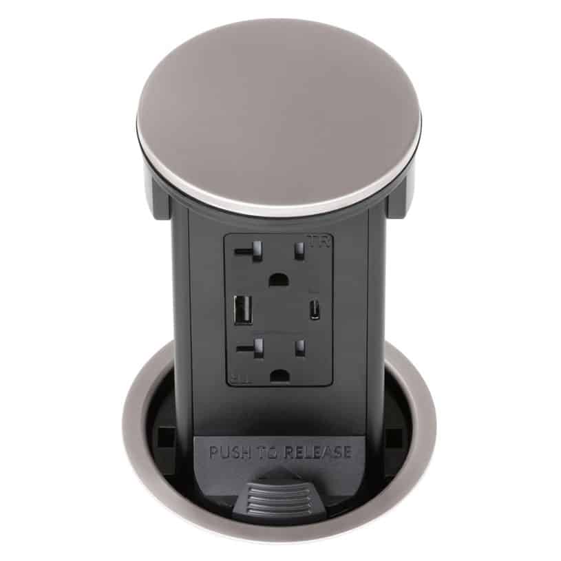 Round Kitchen Countertop Pop-Up – Nickel Silver Metal Cover