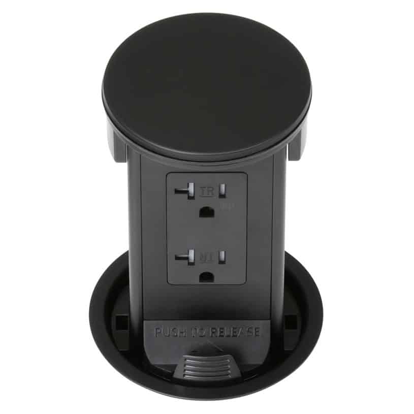 Round Kitchen Countertop Pop-Up – Black Metal Cover