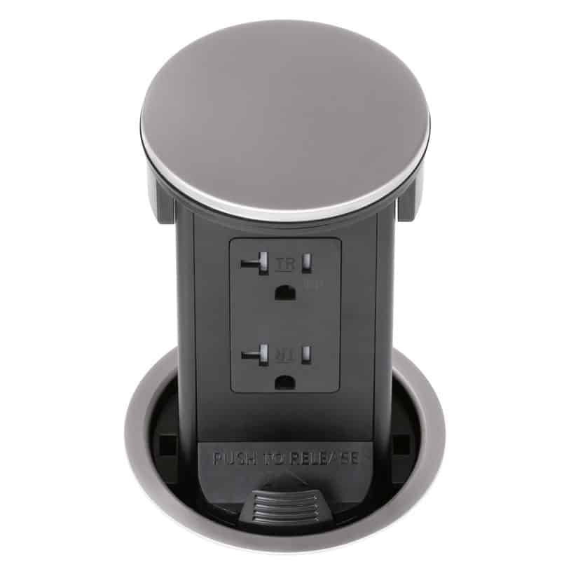 Round Kitchen Countertop Pop-Up – Stainless Metal Cover