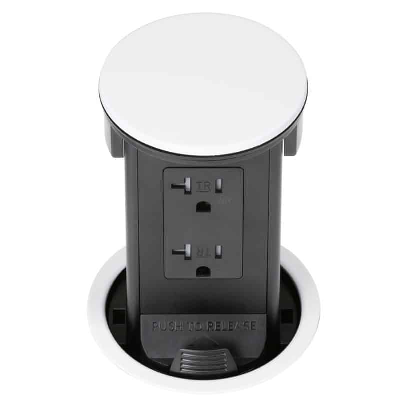 Round Kitchen Countertop Pop-Up – White Metal Cover