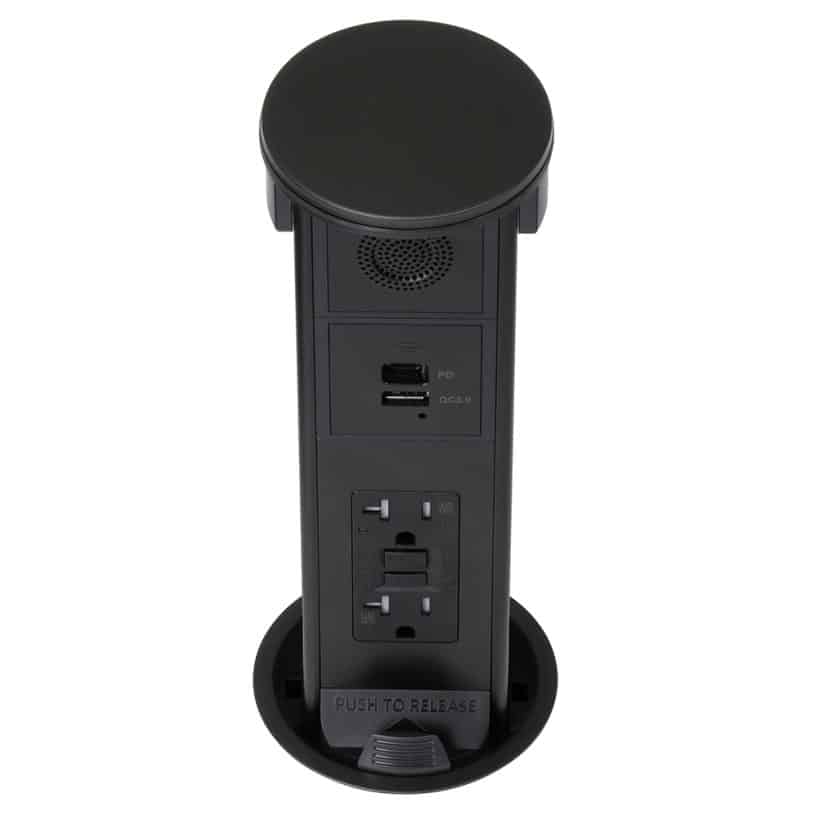 Round Kitchen Countertop Pop-Up – Black Metal Cover