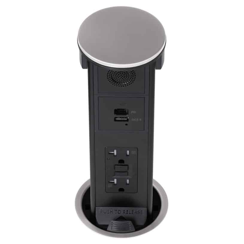 Round Kitchen Countertop Pop-Up – Stainless Metal Cover