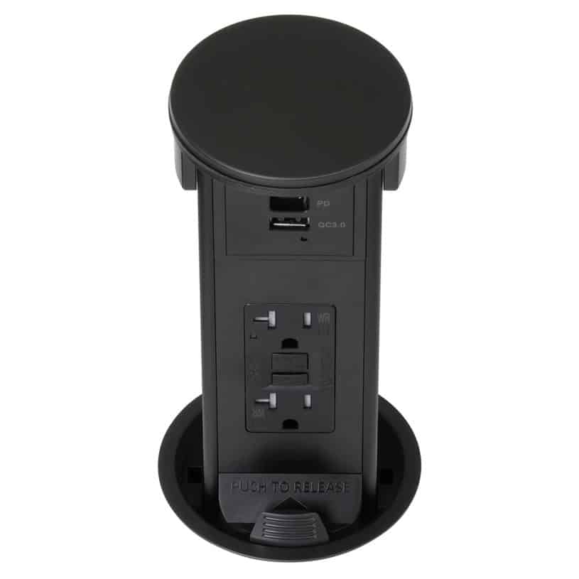 Round Kitchen Countertop Pop-Up – Black Metal Cover