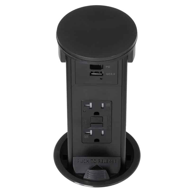 Round Kitchen Countertop Pop-Up (QI) – Black Resin Cover