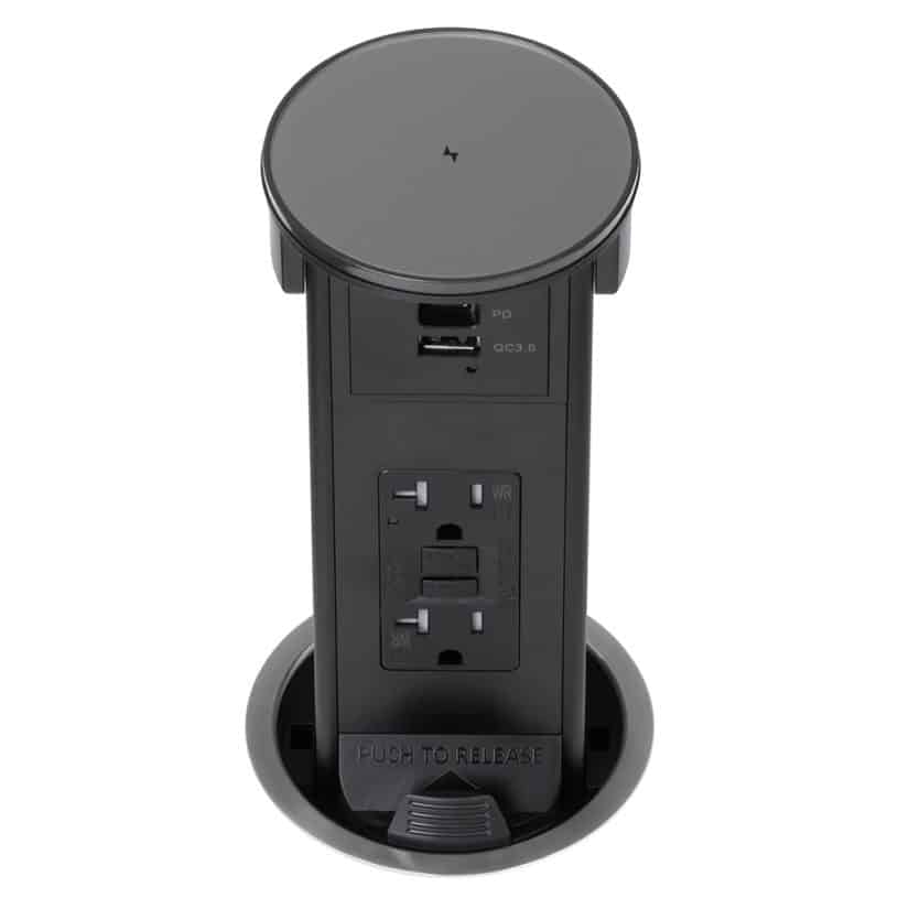 Round Kitchen Countertop Pop-Up (QI) – Stainless Tempered Glass Cover