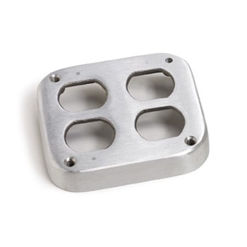 Double Duplex Pedestal Box Plate- Brushed Aluminum