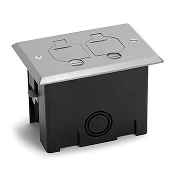 1 Gang Drop In Plastic Floor Box- Brushed Aluminum Cover