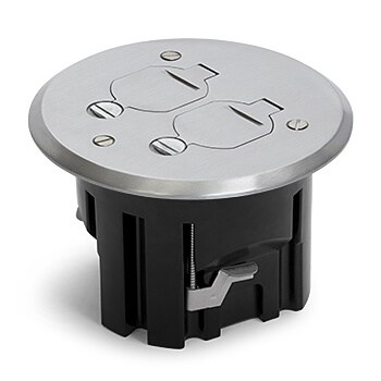 Round Plastic Drop In Floor Box-Brushed Aluminum Cover