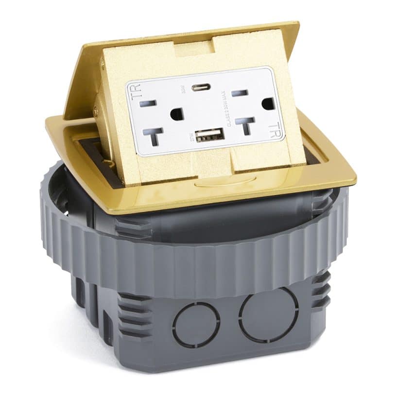 Square Kitchen Countertop Pop-Up (Decora/USB) – Brass Metal Cover