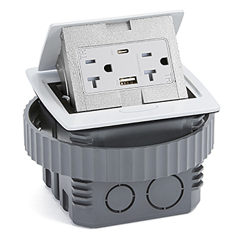 Square Kitchen Countertop Pop-Up(Decora/USB)-White Metal Cover