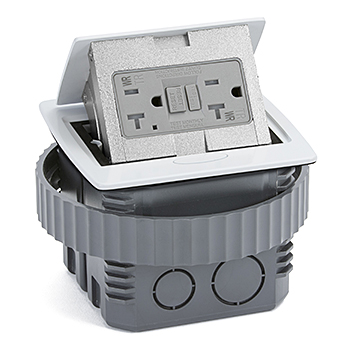 Square Kitchen Countertop Pop-Up(GFI)-White Metal Cover