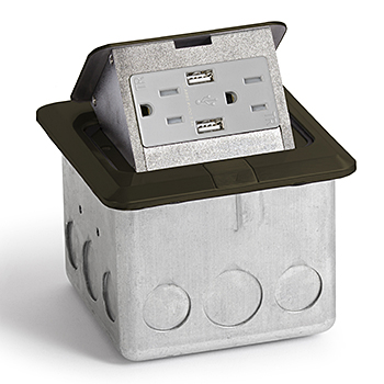 Square Pop-Up Floor Box (Decora/USB)- Dark Bronze Cover