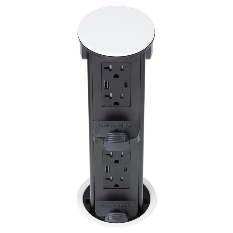 Round Kitchen Countertop Pop-Up- White Metal Cover