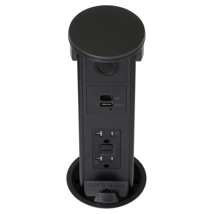 Round Kitchen Countertop Pop-Up- Black Metal Cover