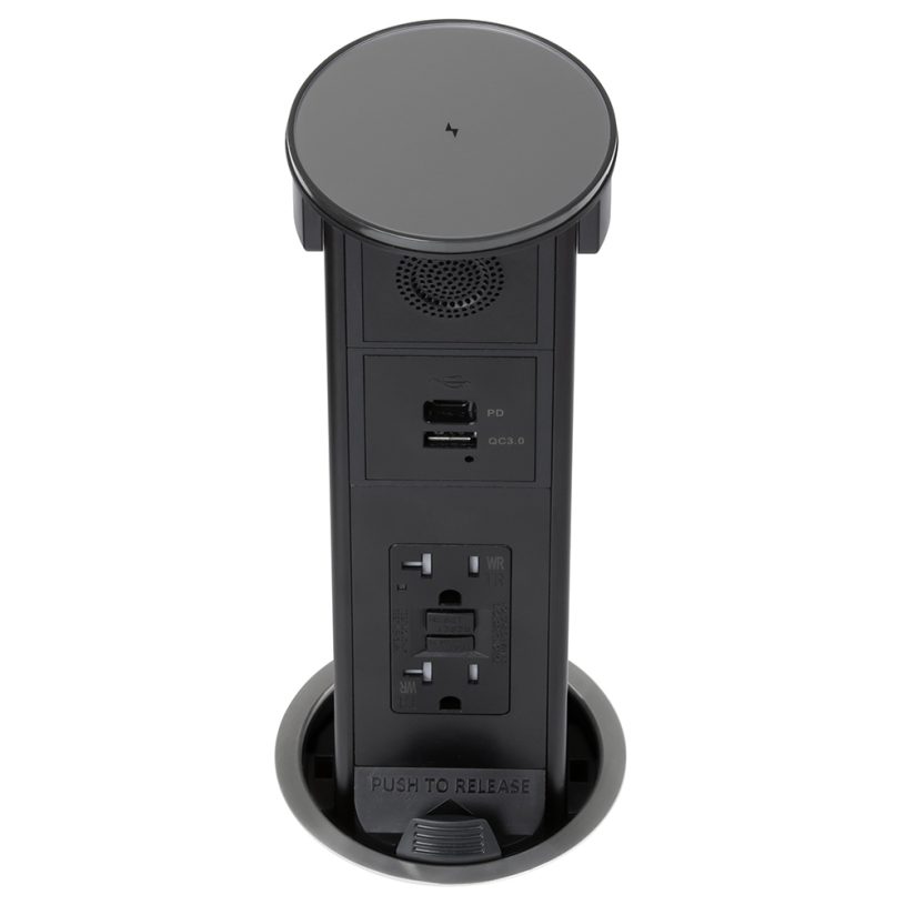 Round Kitchen Countertop Pop-Up(QI)- Stainless Tempered Glass Cover