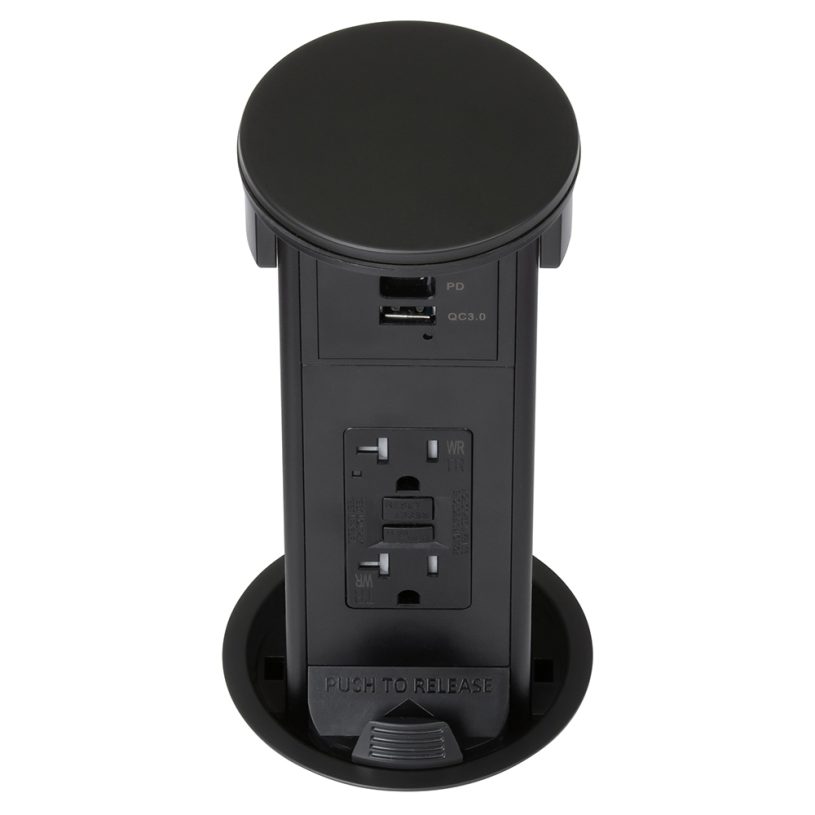 Round Kitchen Countertop Pop-Up- Black Metal Cover