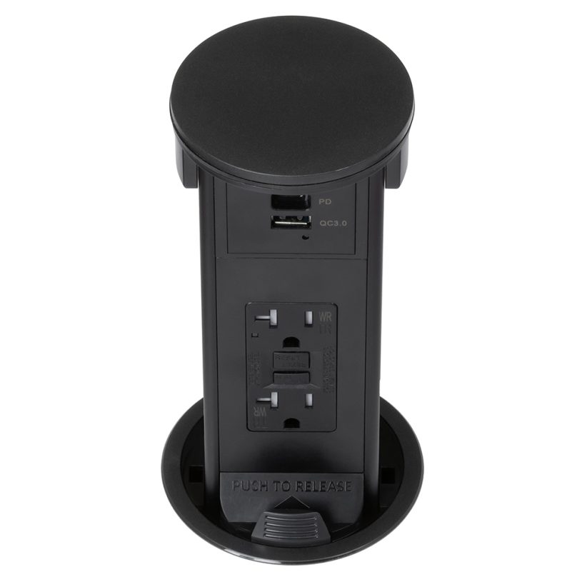 Round Kitchen Countertop Pop-Up(QI)- Black Resin Cover