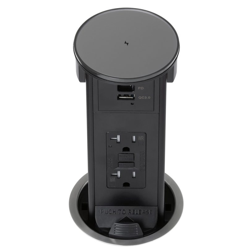 Round Kitchen Countertop Pop-Up(QI)- Stainless Tempered Glass Cover