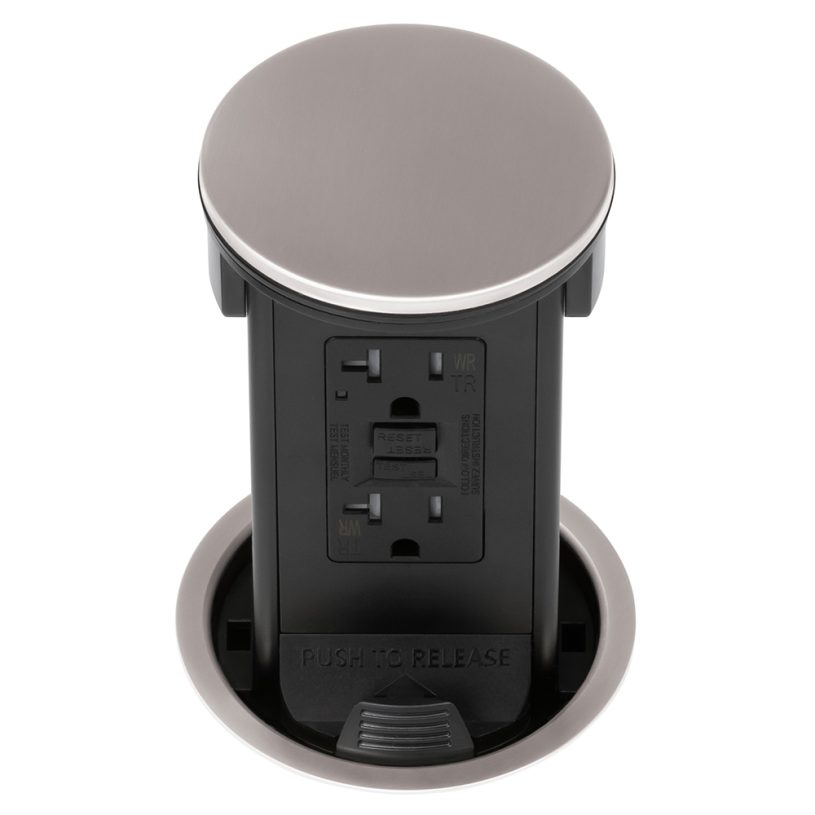 Round Kitchen Countertop Pop-Up- Nickel Silver Metal Cover