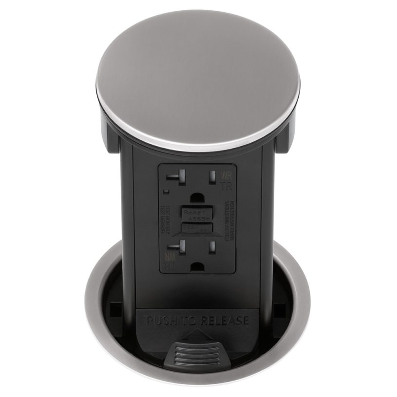 Round Kitchen Countertop Pop-Up- Stainless Metal Cover