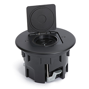 Round Single Receptacle Drop In Floor Box-Black Cover