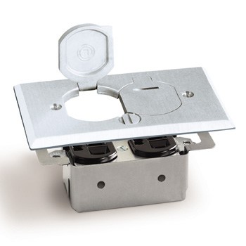 Duplex Floor Plate Assembly (No Box)-Brushed Aluminum Cover