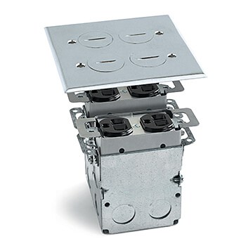 2 Gang Drop In Floor Box- Brushed Aluminum Cover