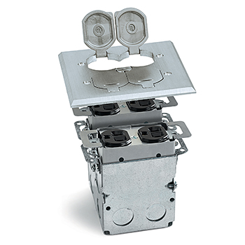 2 Gang Drop In Floor Box- Brushed Aluminum Cover