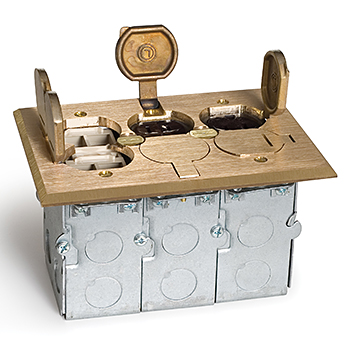 3 Gang Drop In Floor Box-Brass Cover