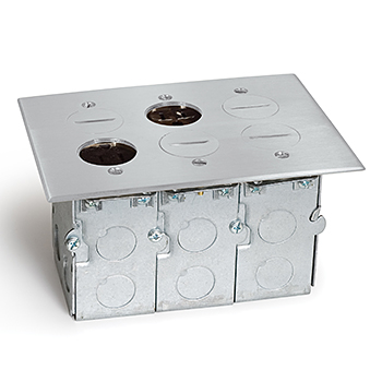 3 Gang Drop In Floor Box- Brushed Aluminum Cover
