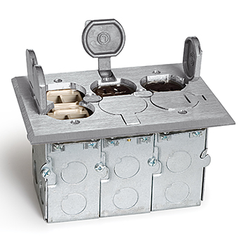 3 Gang Drop In Floor Box- Brushed Aluminum Cover