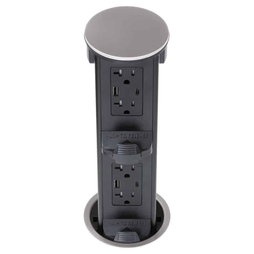 Round Kitchen Countertop Pop-Up – Stainless Metal Cover