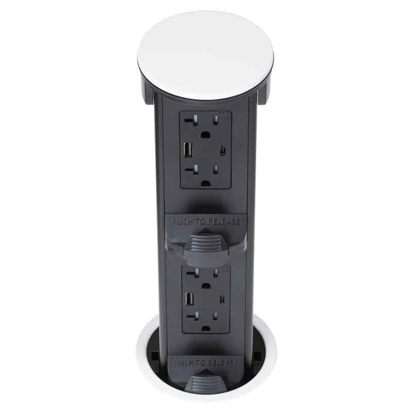 Round Kitchen Countertop Pop-Up – White Metal Cover