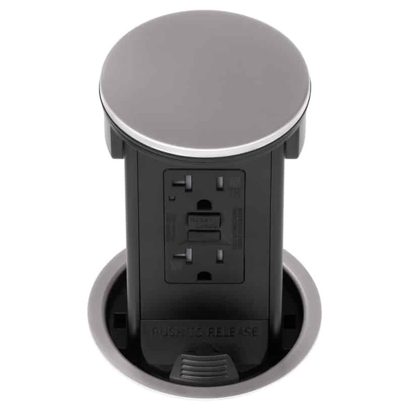 Round Kitchen Countertop Pop-Up – Stainless Metal Cover