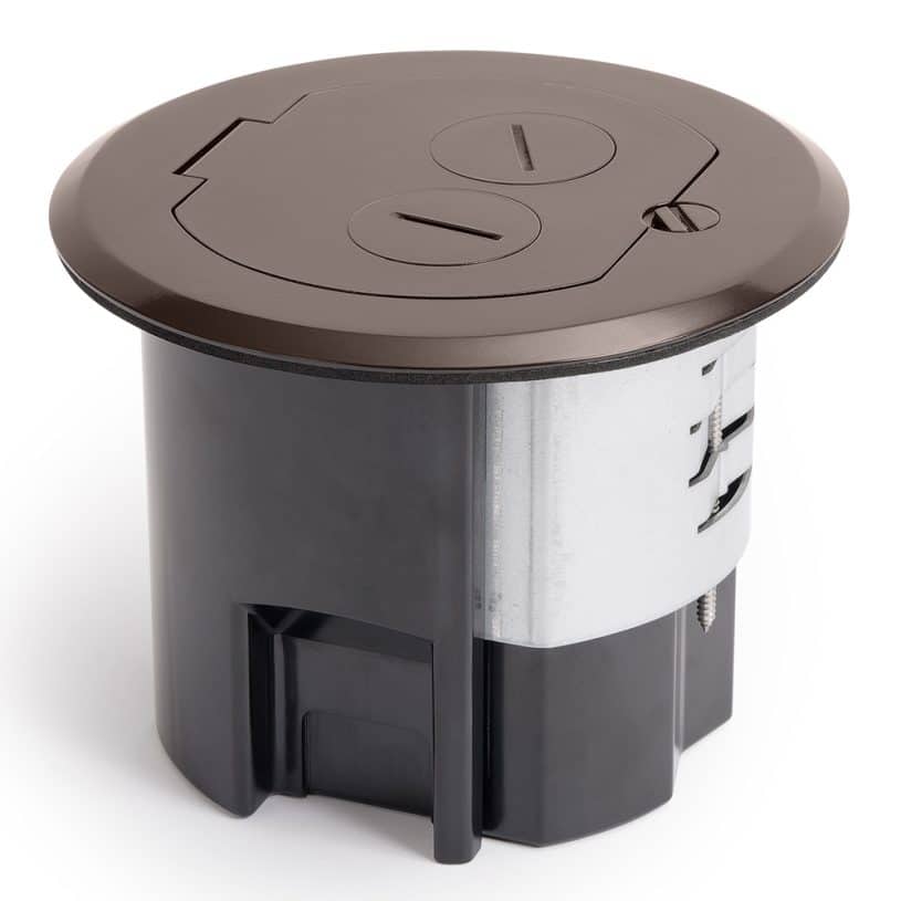 Recessed Round Floor Box for Wood Floor or Concrete – Dark Bronze